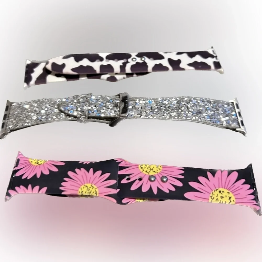 Cow daisy and bling fit bands Apple Watch 42mm bundle 3+ $5 each - Picture 1 of 3